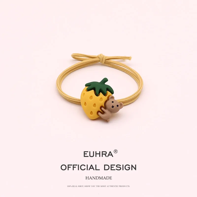 EUHRA, 5 цветов, маленькие мишки, клубника, эластичные резинки для волос для женщин и девочек, детские аксессуары для волос, резинка - Цвет: Color E