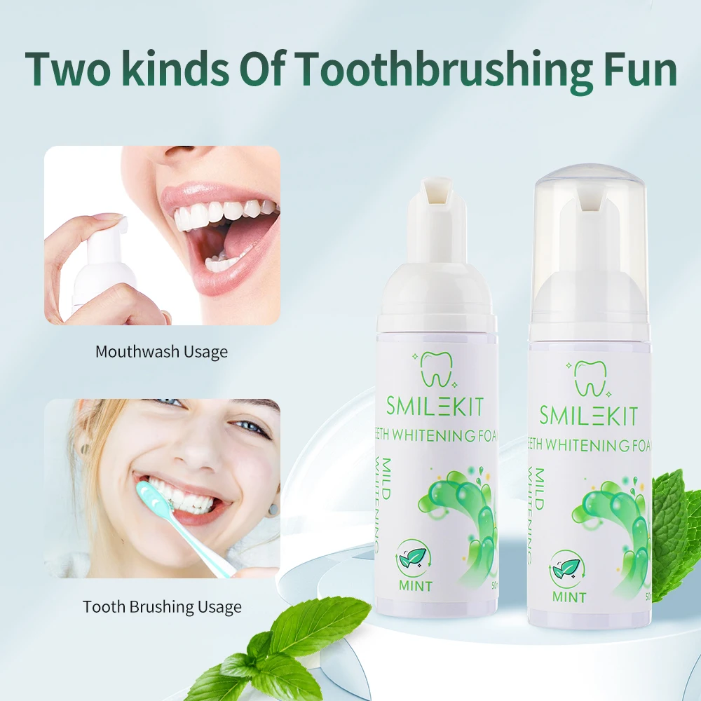 

50ml Mint Tooth Cleansing Mousse Toothpaste Portable Teeth Whitening Oral Care Fresh Breath Bad Breath Cleansing White Mousse