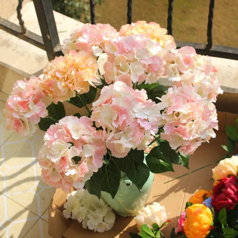 

10pcs/lot Silk Flowers Hydrangea Artificial Flowers Wedding Decoration Wall Road Lead Party Home Table Decor Hydrangea Wreath