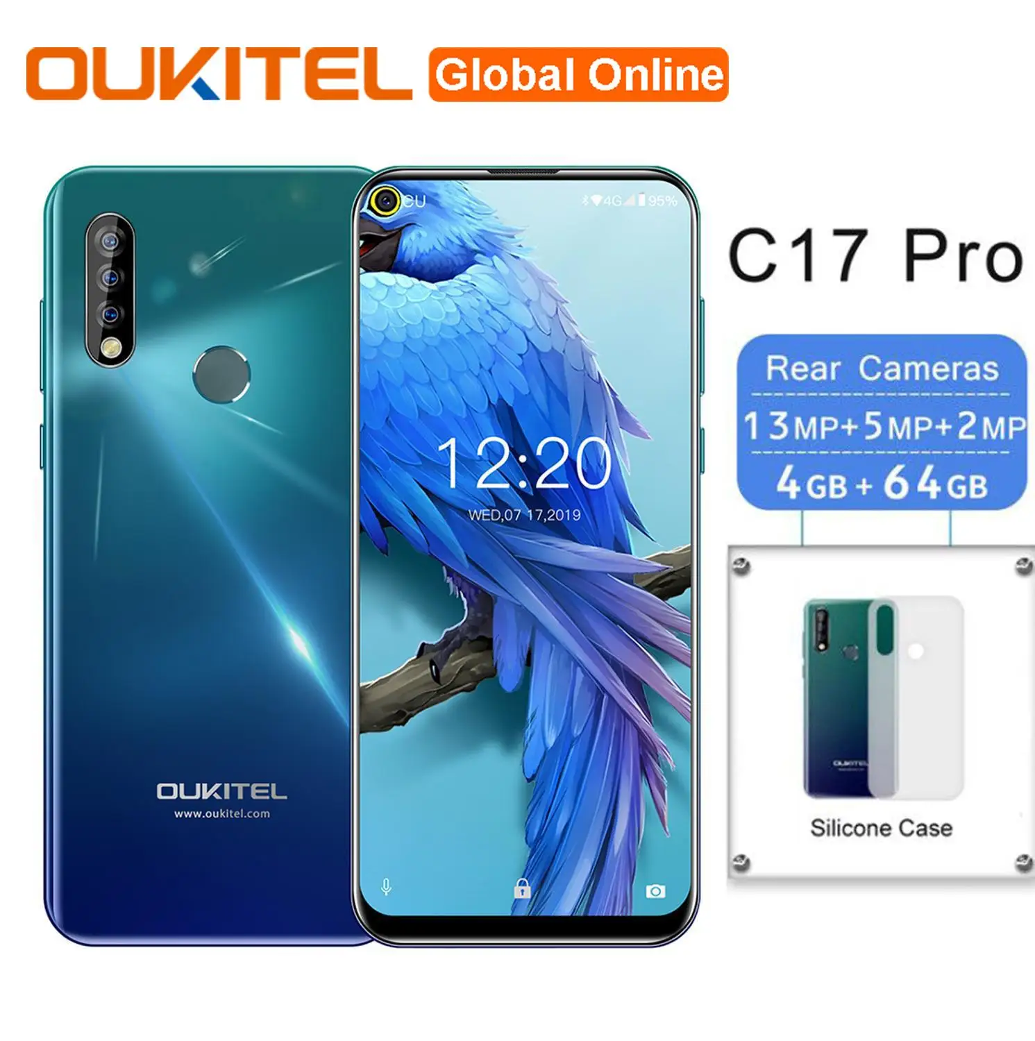 Смартфон OUKITEL C17 Pro 4 Гб + 64 6 35 дюймов тройная камера андроид 9.0 8 ядер 3900 мАч двойной