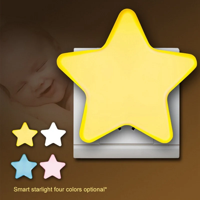 

New LED Night Light Mini Star Light Sensor Control Light Kid Living Room Bedroom Energy Saving Nightlight EU Baby Sleeping Lamp