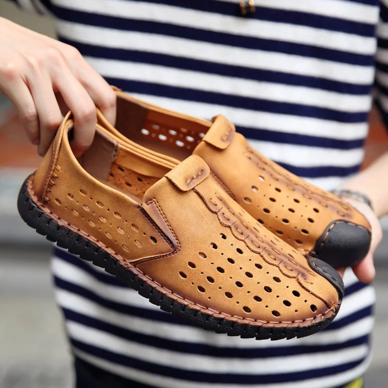 

Mens Outdoor Shoes Shoes Men Outdoor Brown Loafers Casual For Fashion Leather Piergitar Leisure Men's Big Size 2020 Stylish Male