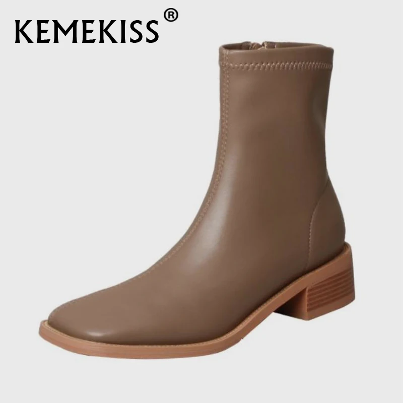 

Женские короткие сапоги из натуральной кожи с квадратным носком, Размеры 33-40