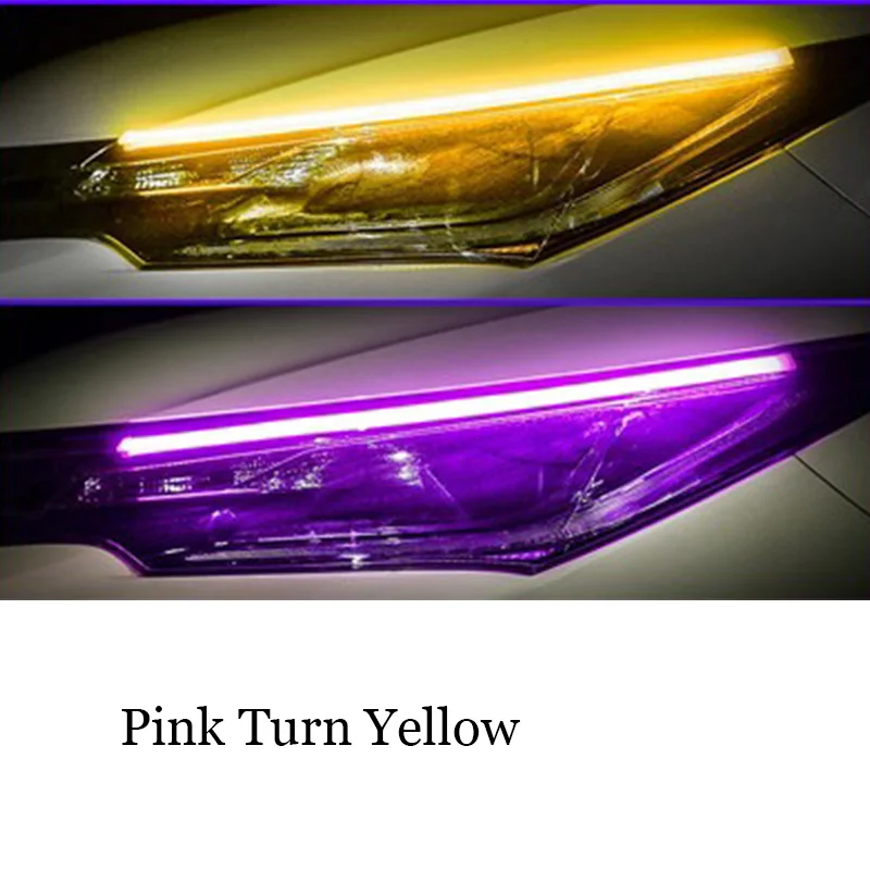 

2pcs Car DRL LED Daytime Running Lights Flexible Driving White Blue Red Pink Turn Signal Yellow Auto Waterproof DRL Strip