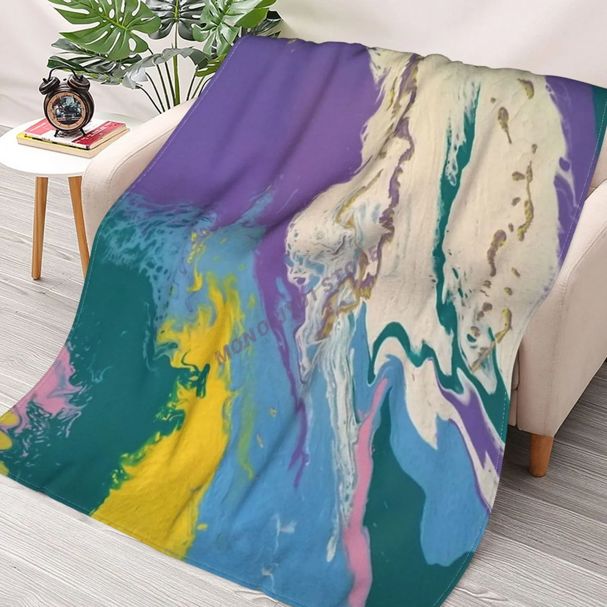 

Abstract Painting- South Beach, Art Deco District-Hotels On Ocean Drive Throw Blanket Sherpa Blanket cover Bedding soft Blankets