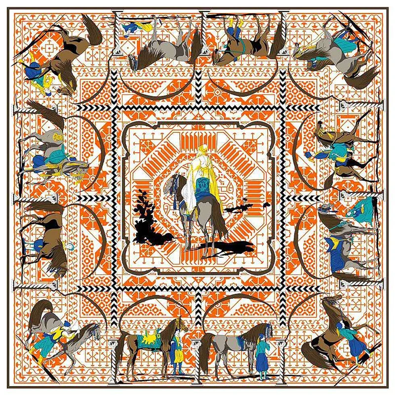 Шелковый шарф из 100% твила женский хиджаб с принтом популярный дизайн 130*130 см