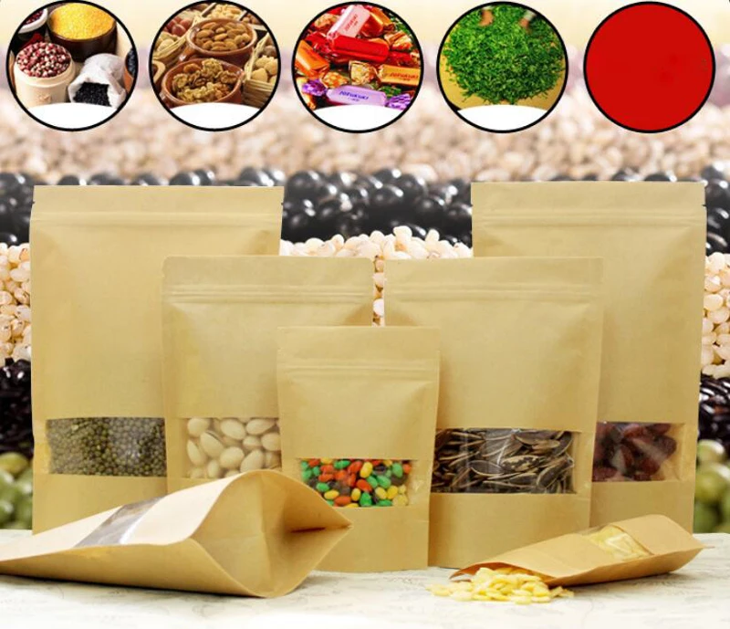 

high quality fashion Kraft Paper Tea Bag Stand up Gift Fruit Tea packaging Pouches Zipper Self Sealing Bags 100pcs/lot