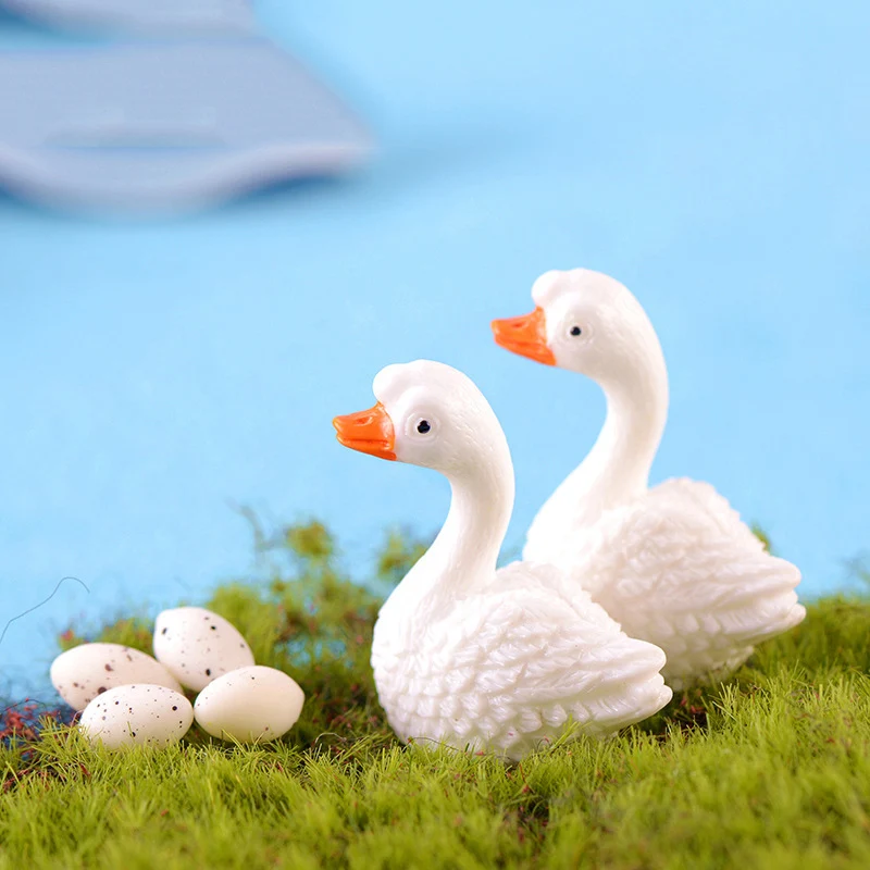 Мини Белый гусиный Лебедь Cygnus Cisne маленькая статуя украшения аксессуары