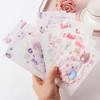 korean stationery hand account decoration stickers exquisite cartoon and paper diary kimono girl series aesthetic 1 set 6 sheets