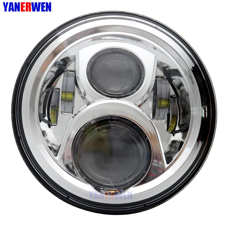 1 PCS Chrome " круглый светодиодный фар лампа H4 высокое для ближнего и дальнего света 60 Вт 7 дюймовые мотоциклетные фары для Honda CB 400 500 1300 Hornet 250 600 900 VTR 250 - Цвет: 1 PCS Chrome