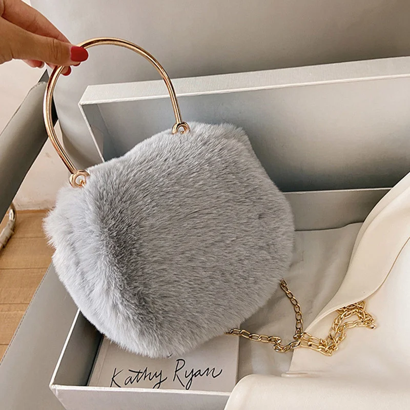 

Женская меховая сумка, зимняя плюшевая сумка, теплая мягкая сумка-клатч из искусственного меха, пушистая сумка через плечо на цепочке, женск...