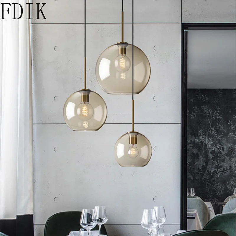 Современные Простые подвесные светильники стеклянные для спальни гостиной