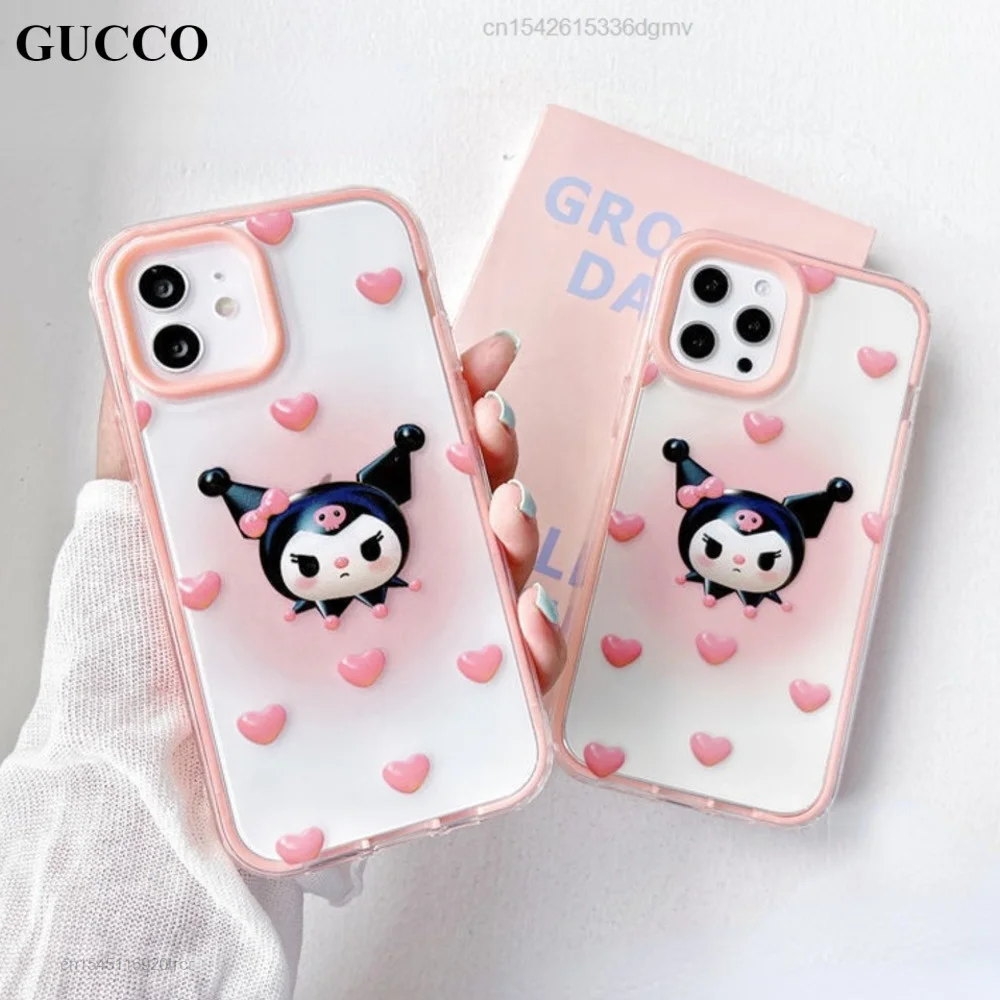 

Sanrio Cute Kuromi y2k lolita girls iphone case for iphone 11 12 pro max Tpu clear cover xs xr x se 7 8 plus women female trendy