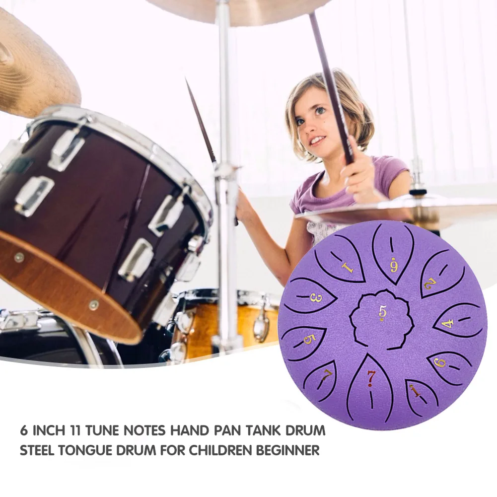 

Tongue Drum 6 inch Steel Hand Tank Drum with Bag 11 Tune Musical Instrument Lightweight Portable Music Elements