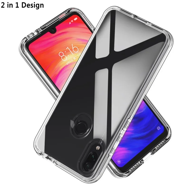 Чехол для Xiaomi Redmi Note 7 Pro, прозрачный противоударный пластиковый чехол 2 в 1 для Xiaomi Redmi 7A Note 7, чехол