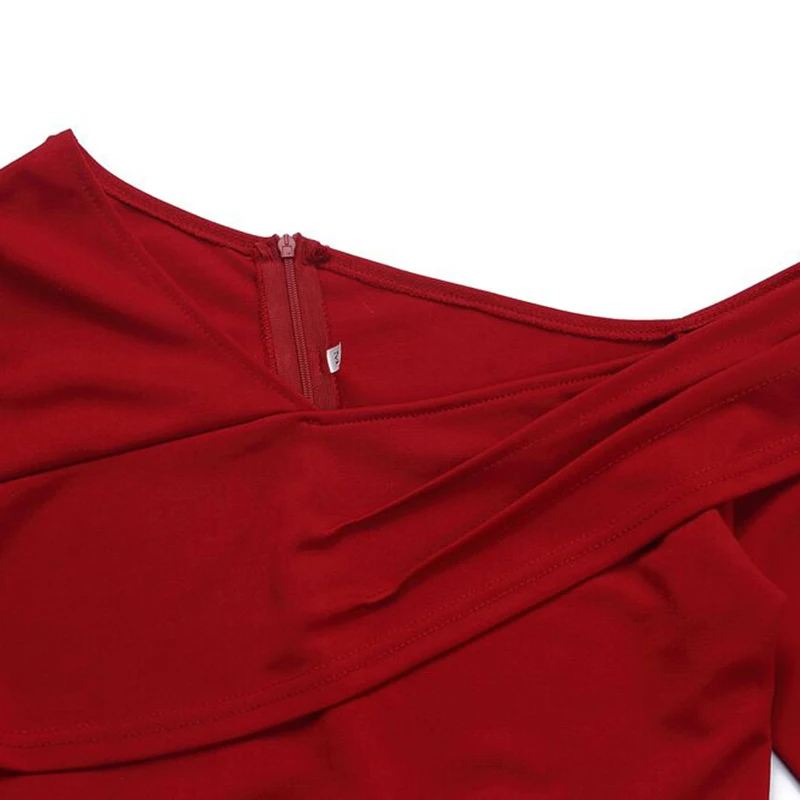 Платье-миди женское с длинным рукавом одним открытым плечом и баской | Женская