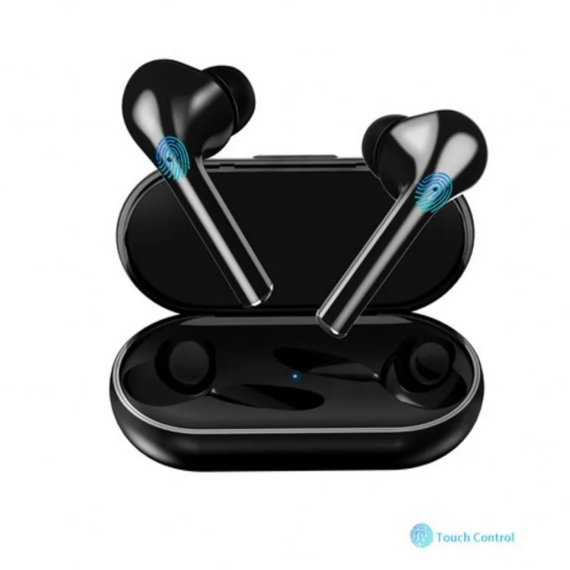 Bluetooth V5.0 сенсорная Операционная гарнитура TWS истинные беспроводные двойные наушники бас звук для huawei Xiaomi Iphone samsung мобильный телефон - Цвет: Черный