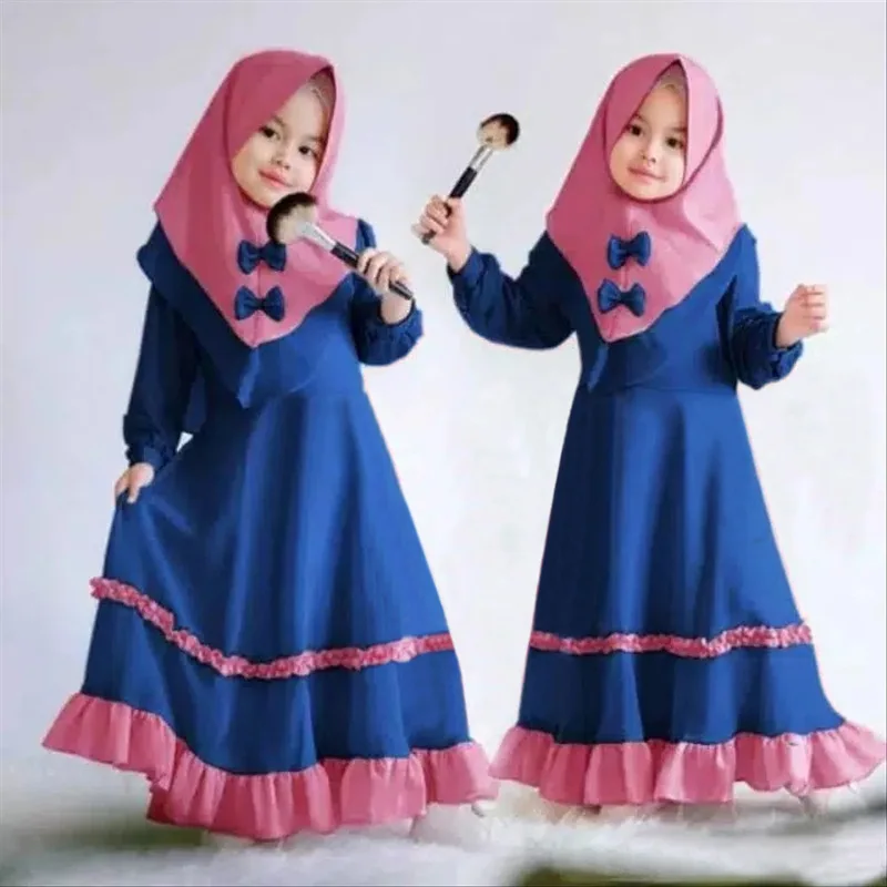 Комплект из 2 предметов, мусульманское платье, абаи для детей, Рамадан, Абая, Турция, кафтан, хиджаб для девочки, мусульманская одежда, платья