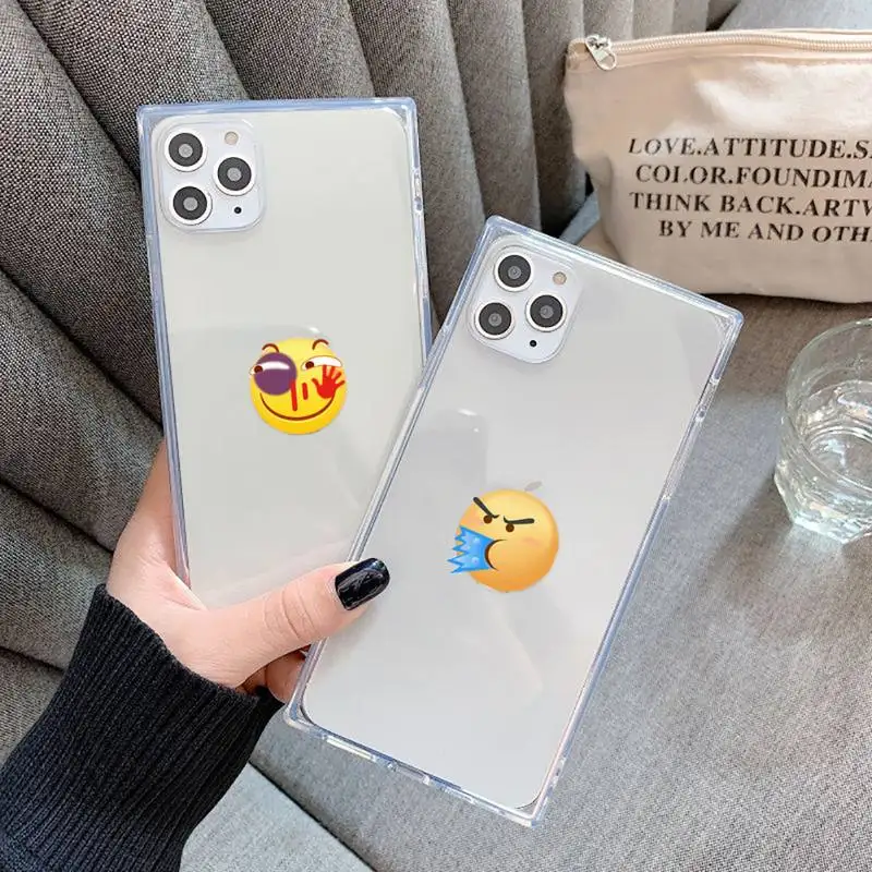 

Cartoon expression emotion Phone Case For iPhone 7 8 11 12 X XS XR MINI Pro Max Plus Clear Square Transparent