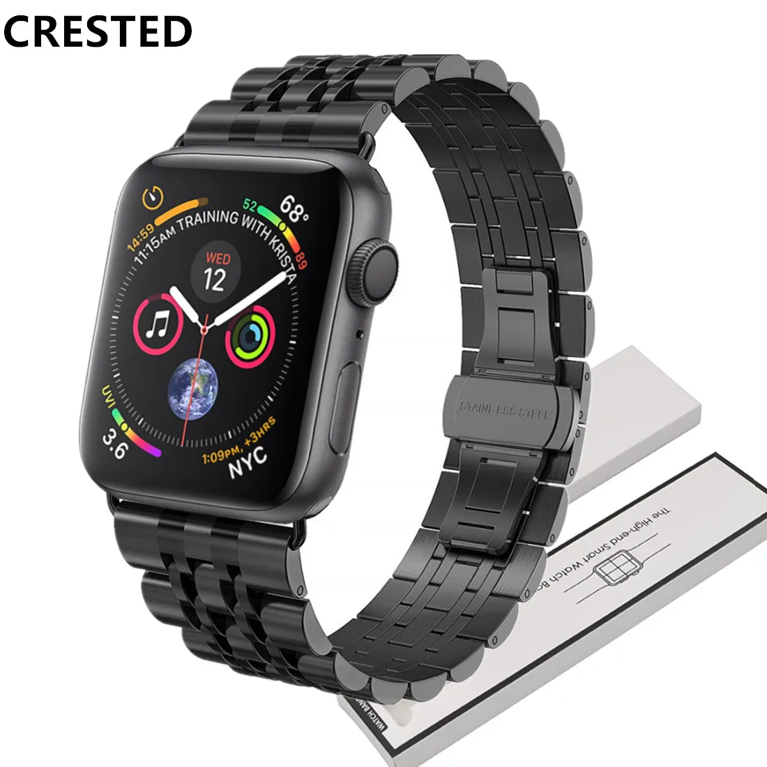 Ремешок из нержавеющей стали для Apple Watch band 5 4 44 мм 40 3 браслет iwatch 42 мм/38 аксессуары