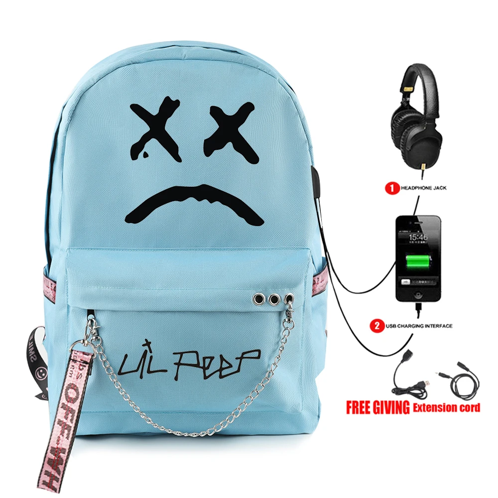 Модный дизайнерский рюкзак Lil Peep дорожный школьный ранец для ноутбука с USB