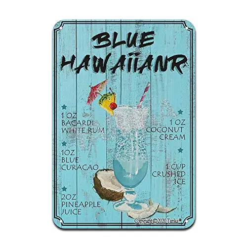 

Blue Hawaiian Cocktail Ingredients Iron Poster Painting Tin Sign Vintage Wall Decor for Cafe Bar Pub Home Beer Decoration Crafts