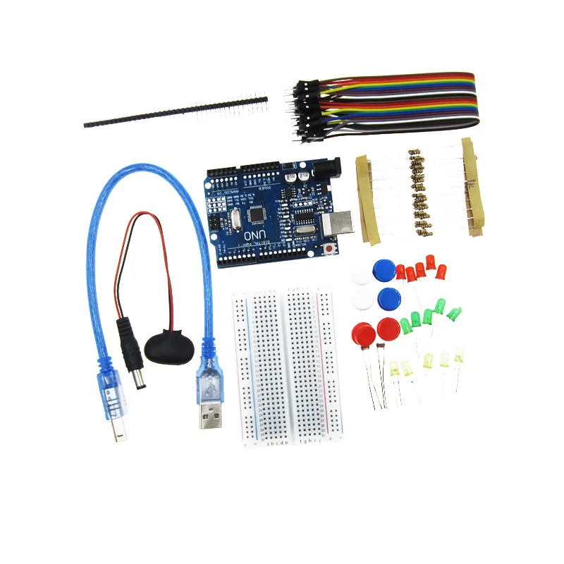 Базовый стартовый набор UNO R3 мини Макет светодиодный Перемычка провод Кнопка Arduino