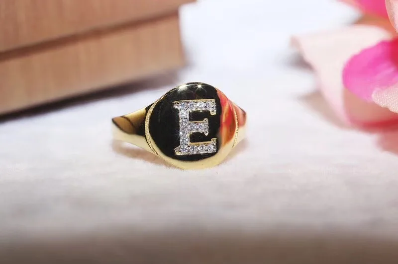 Модное Оригинальное кольцо с буквами алфавита новый дизайн золотистого цвета