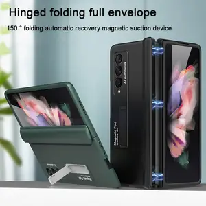 for samsung galaxy z fold 3 fold3 5g case hinge magnetic adsorption kickstand ultra thin hard plastic phone cover case free global shipping