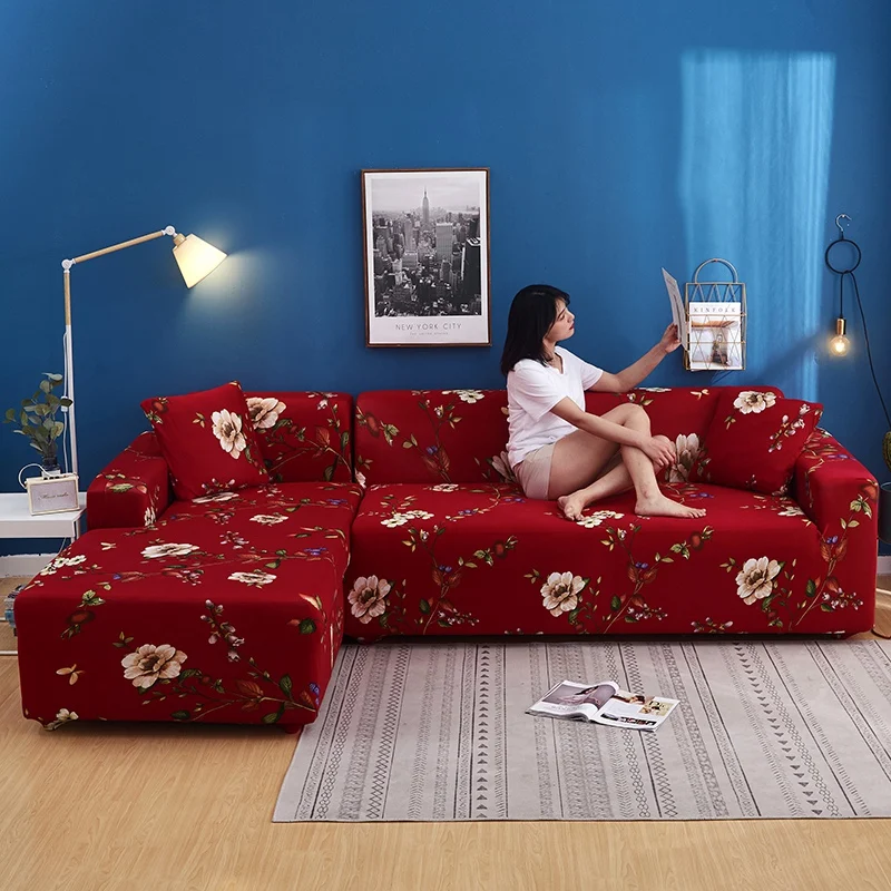 

European flowers Stretch Elastic Sofa Cover Detachable Wrapped Slipcover for Living Room L-shaped Corner Couch of Sofa