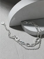 925 sterling sliver pig nose design double layer chain bracelet minimalist 2021 gift for womens accessories punk fine jewelry