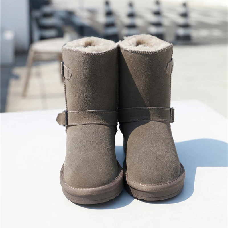 

Hjwsfdcai New Non-Slip Round Toe Women Cotton Boots Belt Buckle Platform Warm Ladies Snow Boots Flat Casual Female Cotton Shoes