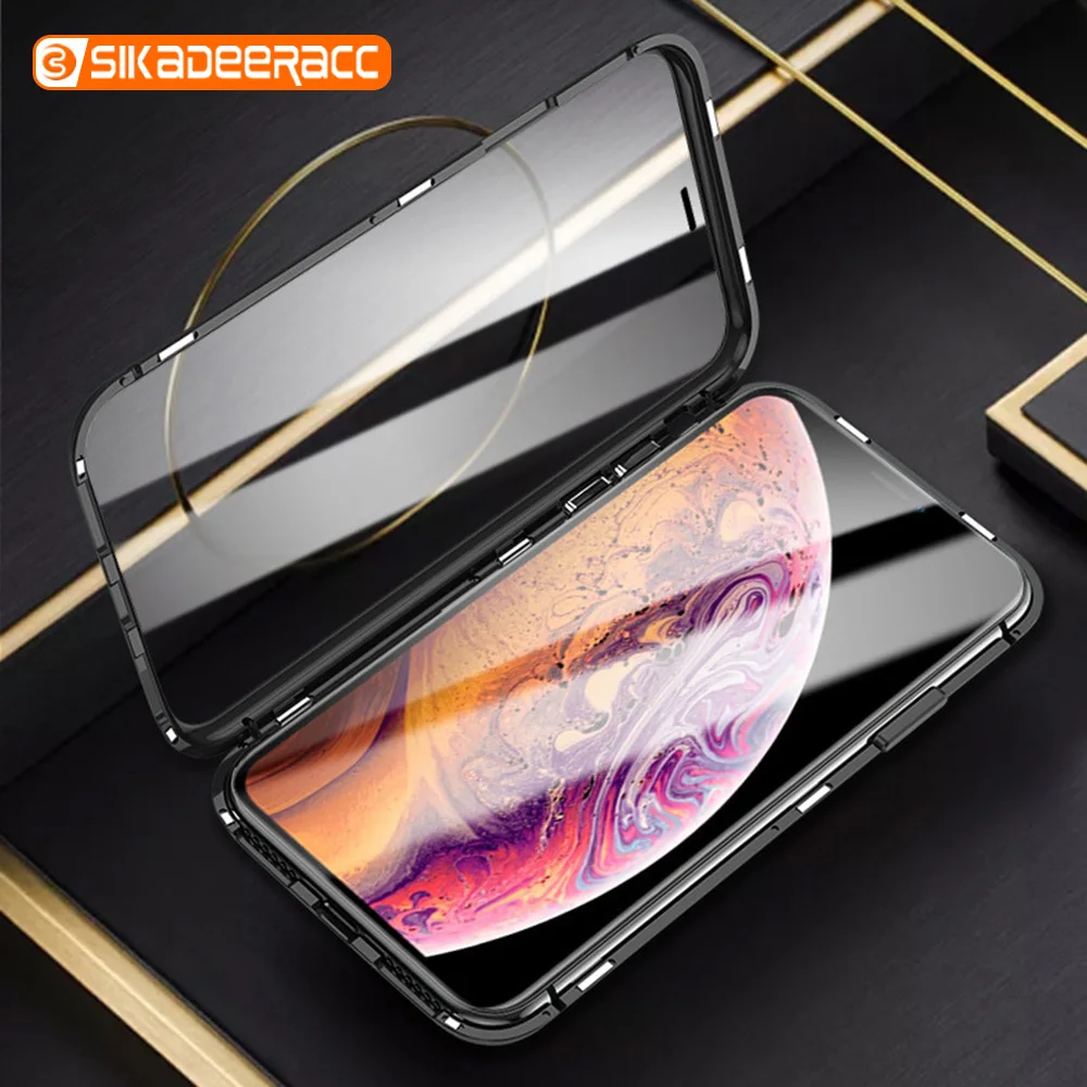Магнитный двухсторонний чехол для телефона из закаленного стекла iPhone 11 Pro Max X XR XS 6