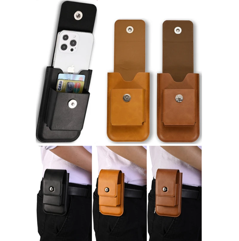 

Universal Phone Pouch For Samsung Note 20 10 9 8 S22 S20 S10 Plus For iphone Smartphone Case Leather Cover Belt Clip Holster Bag