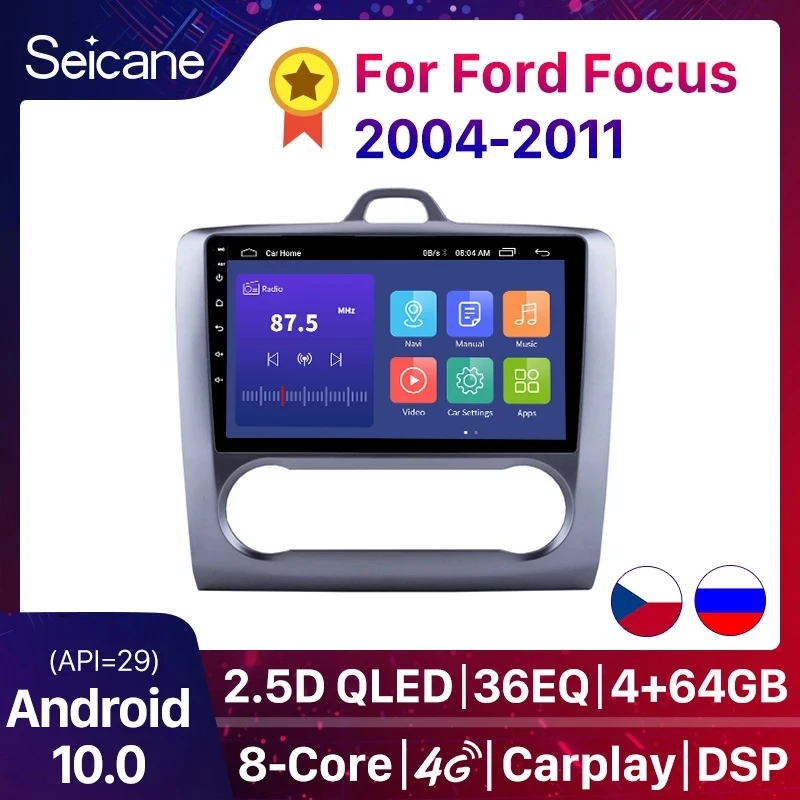 $87.90 Seicane 2 DIN 9 Inch Android 10.0 DSP GPS Navigation Touchscreen Quad-core Car Radio For 2004 2005 2006-2011 Ford Focus Exi AT