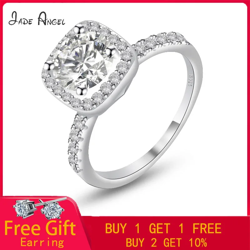 

JADE ANGEL Moissanite Rings 2CT 3CT Diamond Engagement Rings For Women Girls Promise Gift Sterling Silver 925 Jewelry