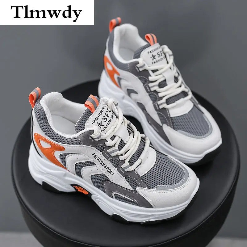 

Кроссовки женские сетчатые на шнуровке, удобные дышащие, повседневная обувь на платформе, модные, разноцветные, весна 2021