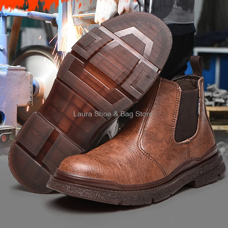 

Safety Shoes Men's Slip-on Anti-smash Puncture Proof Steel Toe Kevlar Labor Insurance Shoes Male Protective Work Shoes Dropship