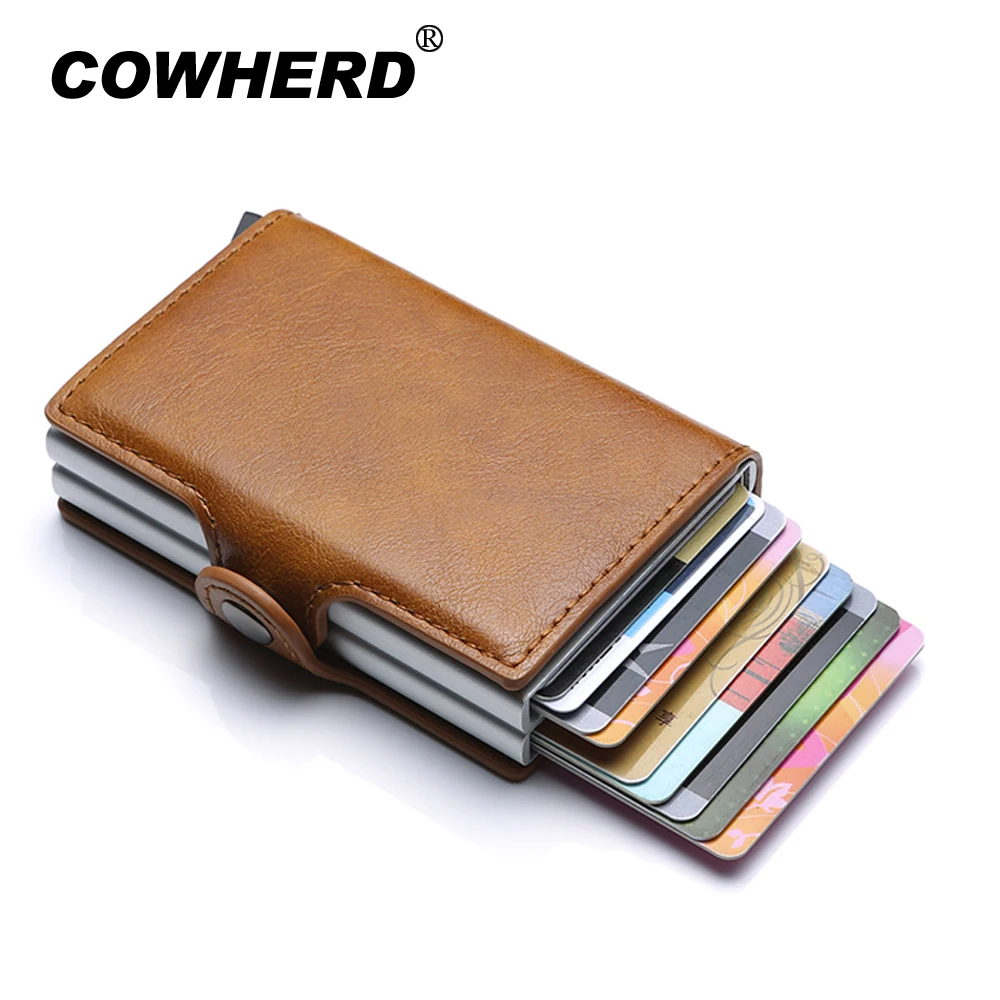 Лидер продаж мужской держатель для кредитных карт металлический двойной