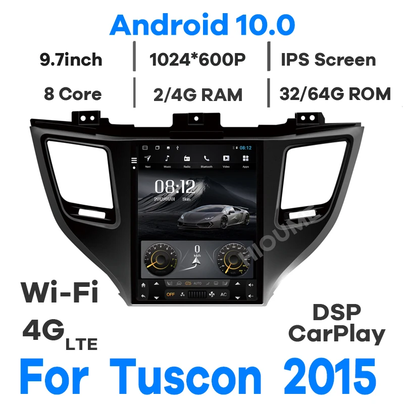 

4core Android 10.0 Tesla Screen Car Multimedia GPS Navi For Hyundai Tuscon 2015 2016 2017 2018 2019 Radio Stereo 4G wifi Carplay