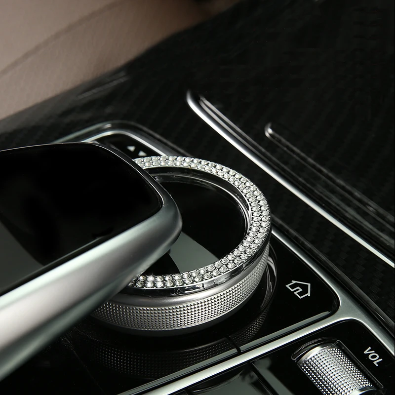 

Car multimedia Buttons knob Ring / adjustment control knob cover Stickers Accessories For Mercedes Benz C E class GLC W205 W213