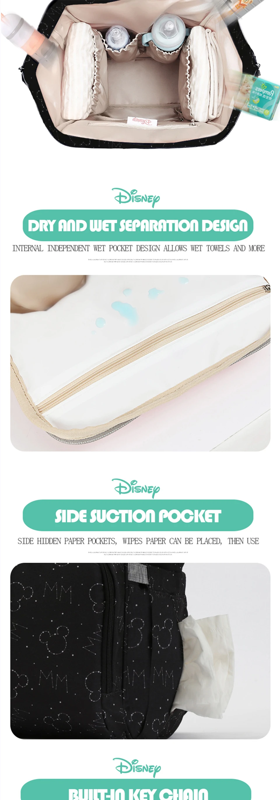 Disney mochila bebe maternidade рюкзак для детских подгузников с usb сумка-Органайзер для детских колясок водонепроницаемая сумка для детских колясок