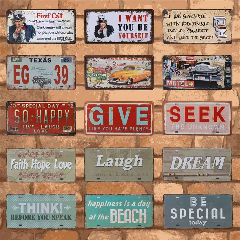 

Металлический жестяной знак для номерного знака автомобиля, винтажный Декор для дома, жестяной знак для бара, гаража, декоративная металлич...