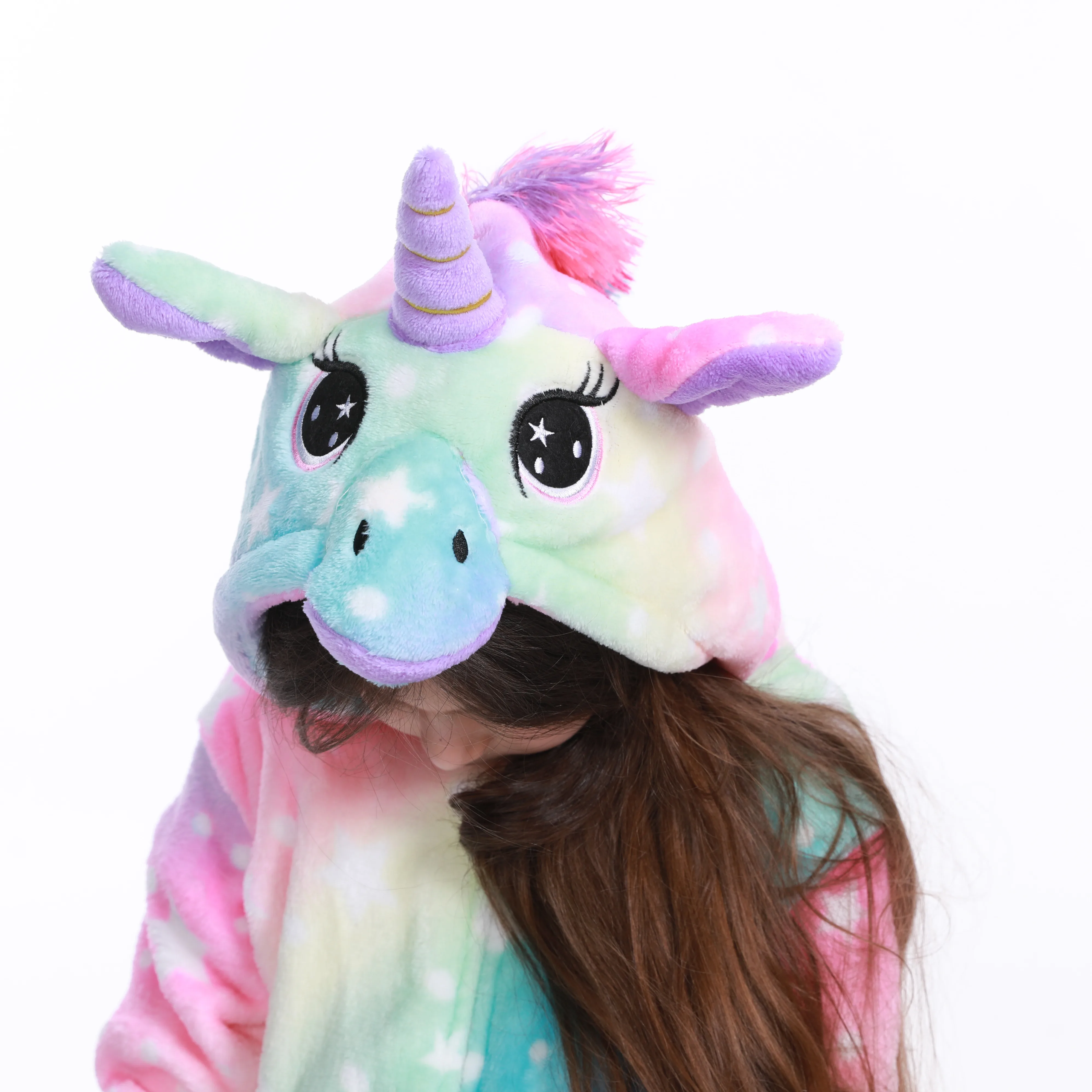 Детские пижамы Кигуруми для девочек одежда сна с единорогом комбинезон