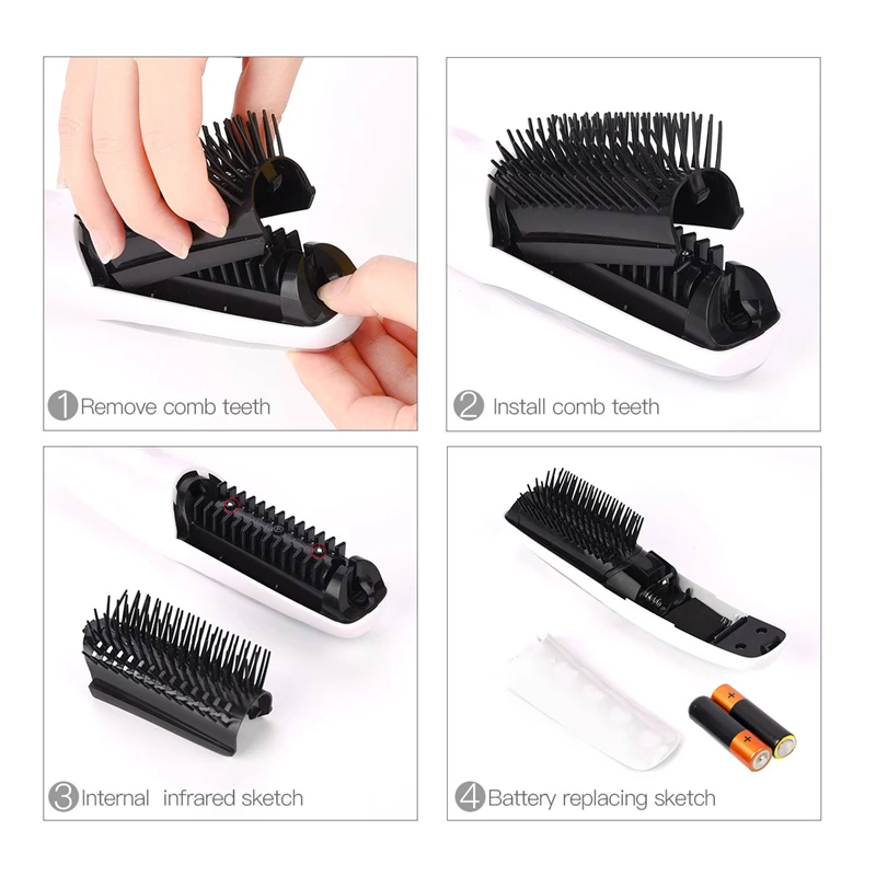 

CkeyiN Anti Hair Loss Hair Growth Comb Massage Brush Infrared Vibration Scalp Massager Head Care Hairbrush Battery Operated 48