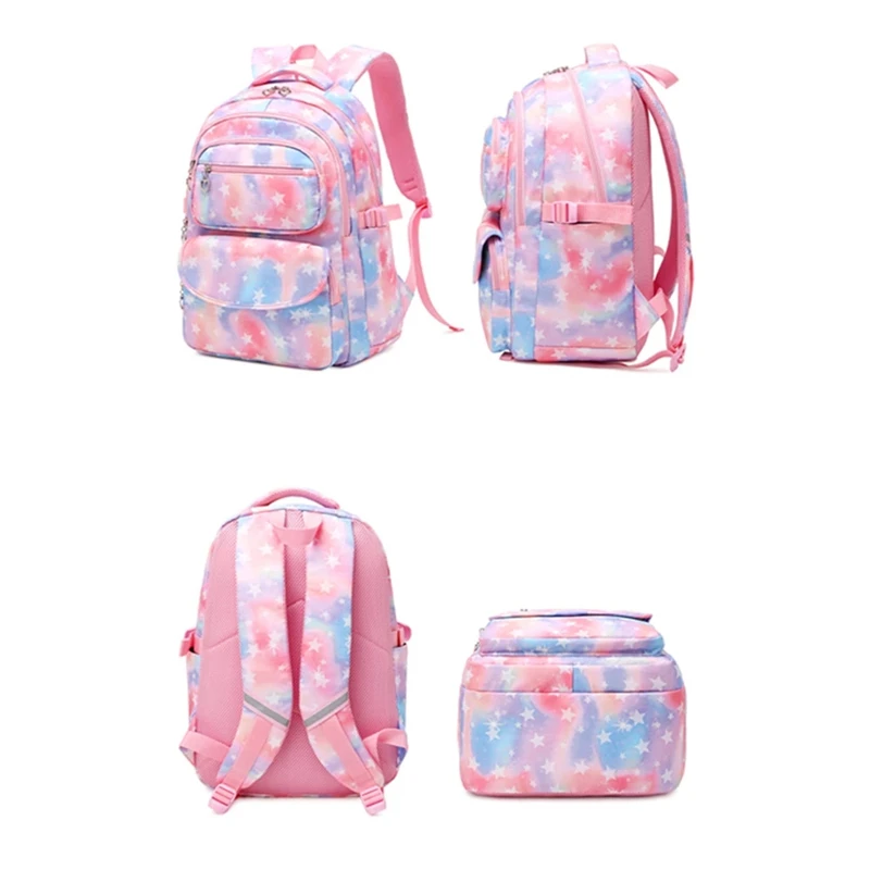Children's Cartoon Star Printing School Backpack Girls Kids Schoolbag for Teenagers Girl Princess Pink Backpack with Lunchbox