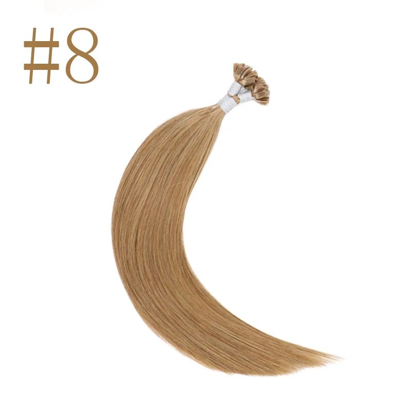 #8 Sindra 1"-24" Fusion keratin u tip волосы для наращивания 1 г/шт. Remy ногтей/u-кончик прямые кератиновые предварительно склеивающиеся человеческие волосы - Цвет: #8