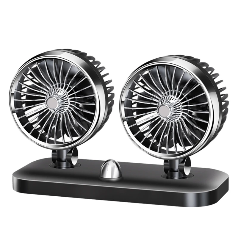 

12V/24V Dual Head Auto Fan 2 Speed Powerful Dashboard Cooling Air Circulator Suitable for Vehicles Trucks
