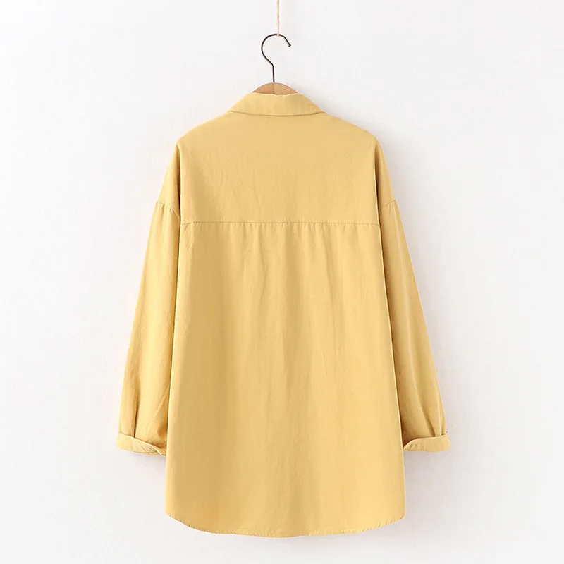 Осень 2019 Шикарные Женские однотонные блузы в Корейском стиле Харадзюку с