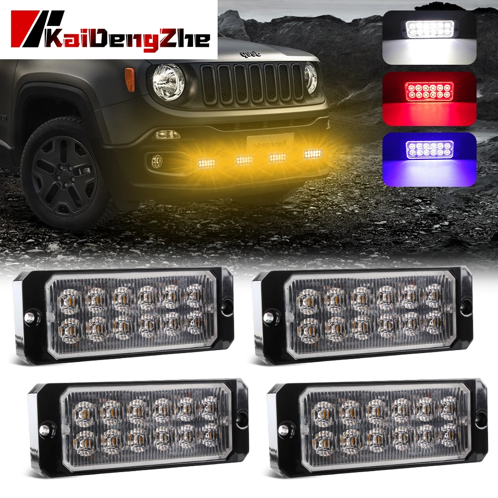 

12 LED Truck Warning Light Signal Light Auto SUV Vehicle Motorcycle Truck Strobe Light 12-24v Universal Ultra-Thin For Car
